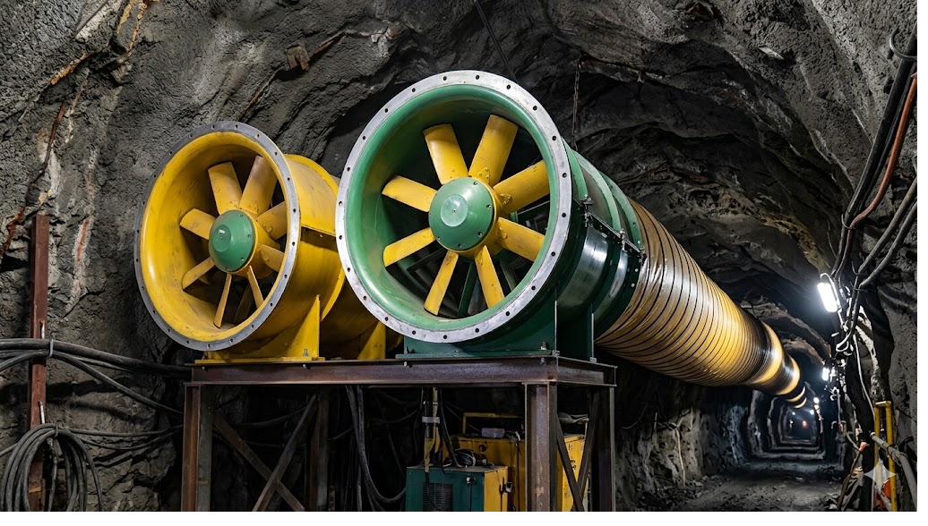 Ventiladores axiales en túnel minero